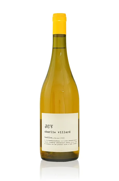 Licht gele fles witte wijn van JCV Charlie Villard Semillon