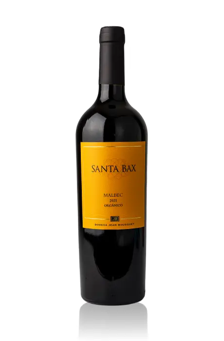 Fles malbec wijn uit Argentinië de Santa Bax uit wijnjaar 2021 van wijn producent Jean Bousquet