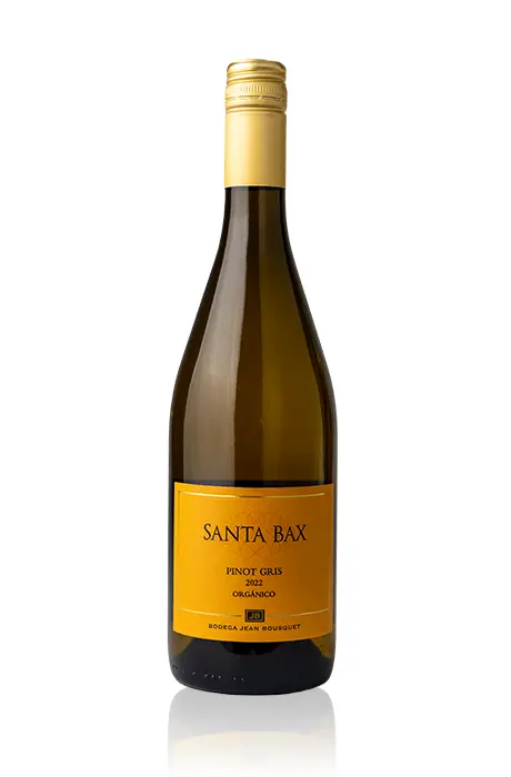 Biologische frisse witte wijn 100% pinot gris uit Argentinië van het merk Santa Bax gemaakt door Jean Bousquet